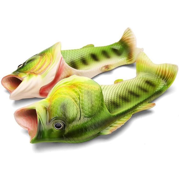Fish Slippers Beach Shoes Non-Slip Shoes Creative Bass Funny Slippers - Picture 1 of 11